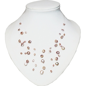 5 reihige Perlenkette echte Perlen Halskette Süßwasserperlen violett hellviolett 4112